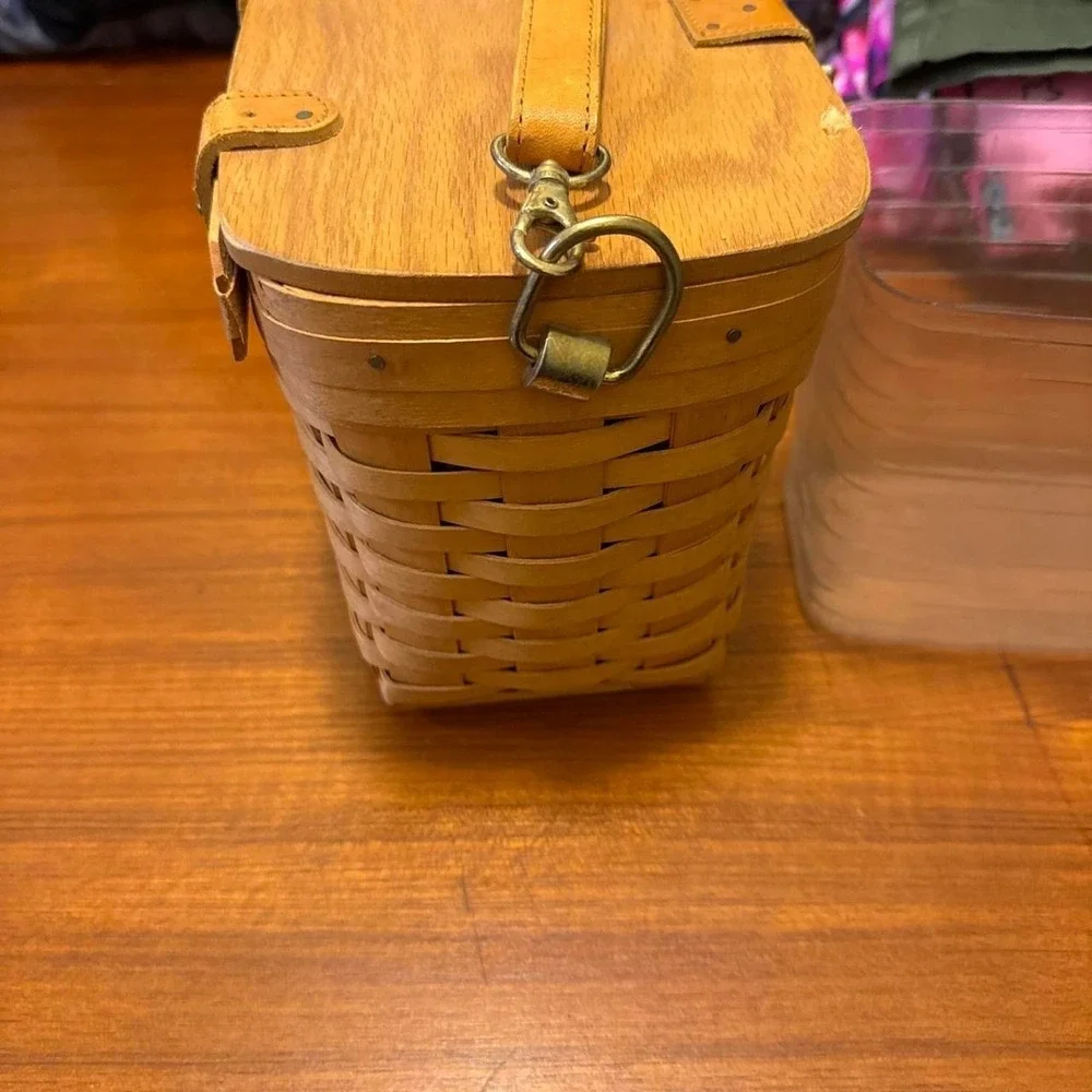 Longaberger Vintage Woven Wood basket Purse with Liner